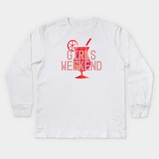 Girls Weekend | Cocktails | Girls Trip | Pink Kids Long Sleeve T-Shirt